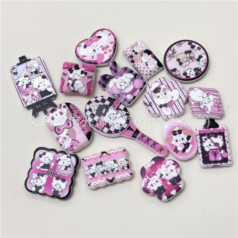 Wholesale 100pcs/pack Through hole puppy print irregular beaded pen accessories OLY Exclusive
